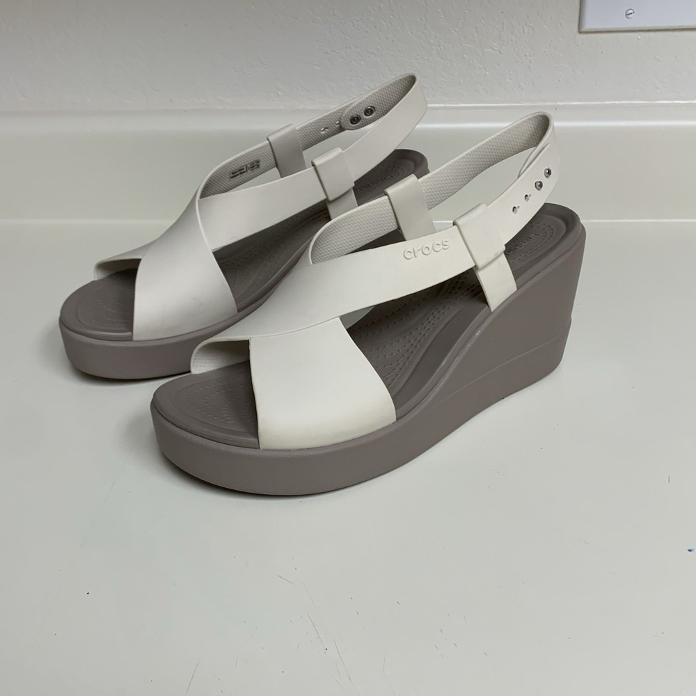 Crocs  Brooklyn High Wedge Sandals LiteRide Cream Size 11 Women